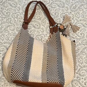 Striped Brown and Cream Women's Bag